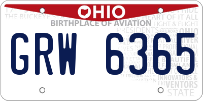 OH license plate GRW6365