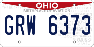 OH license plate GRW6373