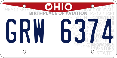 OH license plate GRW6374