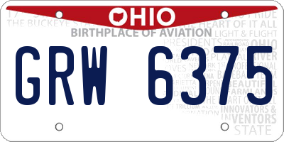 OH license plate GRW6375