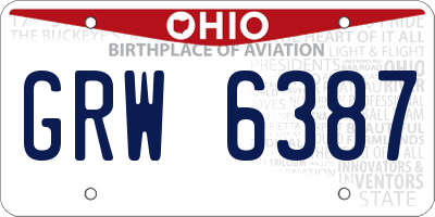 OH license plate GRW6387