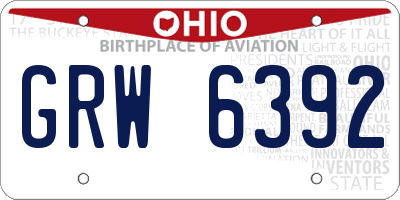 OH license plate GRW6392