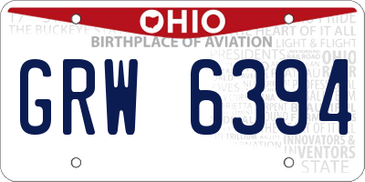 OH license plate GRW6394