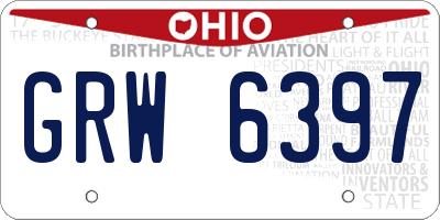 OH license plate GRW6397