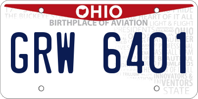 OH license plate GRW6401