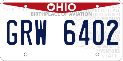 OH license plate GRW6402