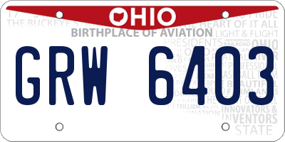OH license plate GRW6403