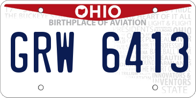OH license plate GRW6413