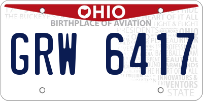 OH license plate GRW6417