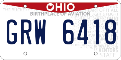 OH license plate GRW6418
