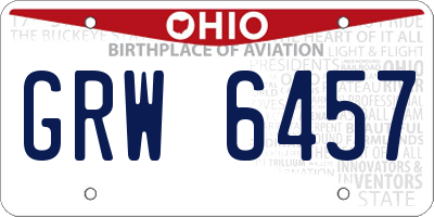 OH license plate GRW6457