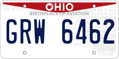 OH license plate GRW6462