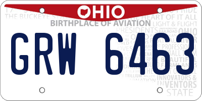 OH license plate GRW6463