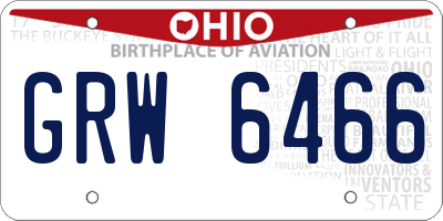 OH license plate GRW6466