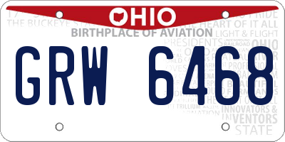 OH license plate GRW6468