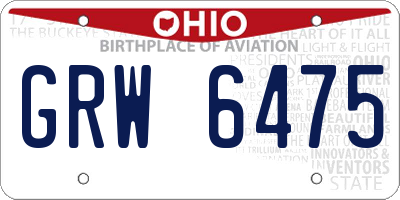 OH license plate GRW6475