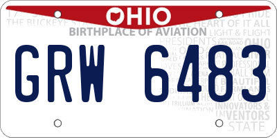 OH license plate GRW6483