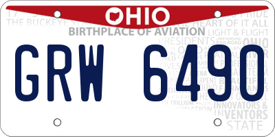 OH license plate GRW6490