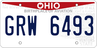 OH license plate GRW6493