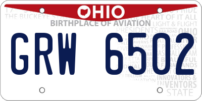 OH license plate GRW6502