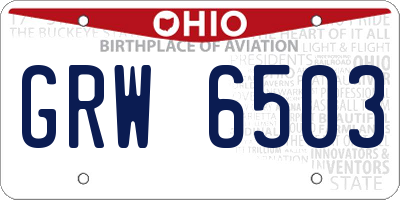 OH license plate GRW6503