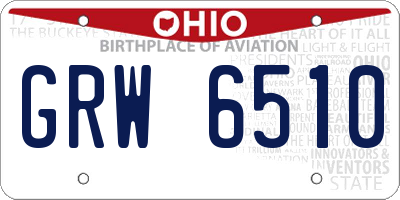 OH license plate GRW6510