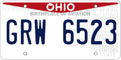 OH license plate GRW6523