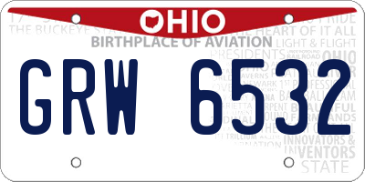 OH license plate GRW6532