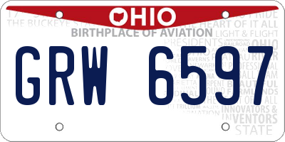 OH license plate GRW6597