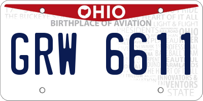 OH license plate GRW6611