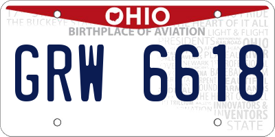 OH license plate GRW6618