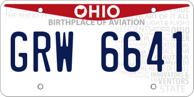 OH license plate GRW6641