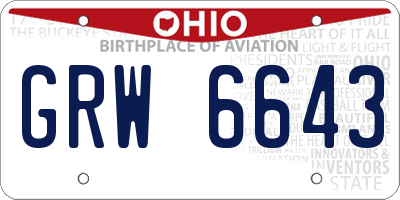 OH license plate GRW6643