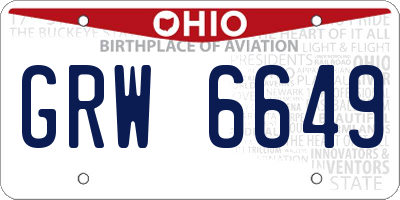 OH license plate GRW6649