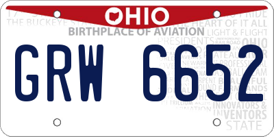 OH license plate GRW6652