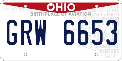 OH license plate GRW6653