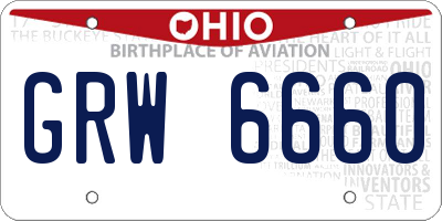 OH license plate GRW6660