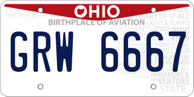 OH license plate GRW6667