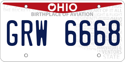 OH license plate GRW6668