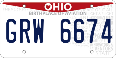 OH license plate GRW6674