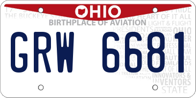 OH license plate GRW6681