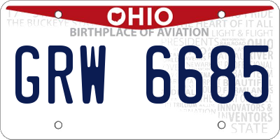 OH license plate GRW6685