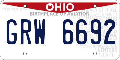 OH license plate GRW6692