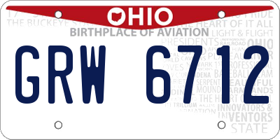 OH license plate GRW6712