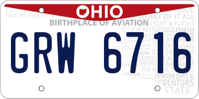 OH license plate GRW6716