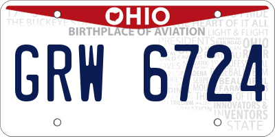 OH license plate GRW6724
