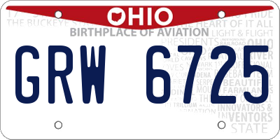 OH license plate GRW6725