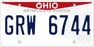 OH license plate GRW6744