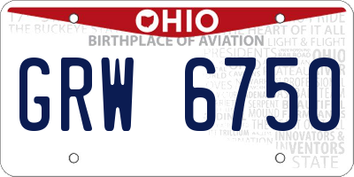 OH license plate GRW6750