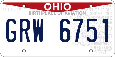 OH license plate GRW6751